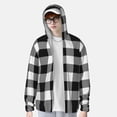 thumbnail image 2 of Yiaed White And Black Plaid Print Sun Shirts UPF 50+ Protection Hoodie Rash Guard Shirt UV Shirt Long Sleeve Fishing Outdoor Lightweightase-XX-Large, 2 of 5