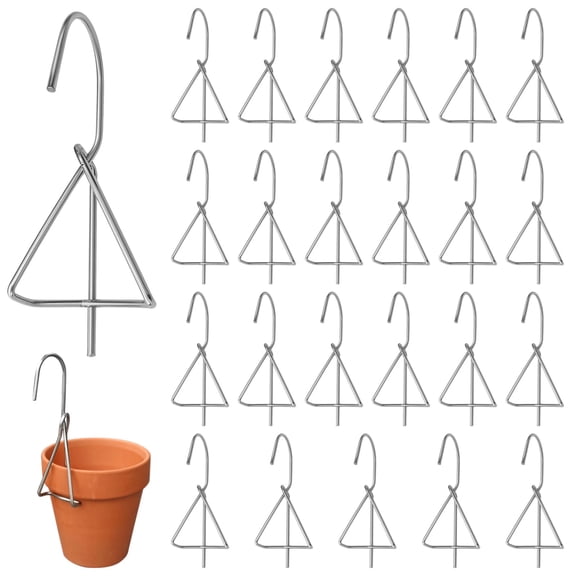 24 Pcs Stainless Steel Planter Hooks, Rust Resistant Hanging Pot Hangers for Terracotta and Plastic Pots, Indoor Outdoor Fence Railings, Versatile Orchid Hangers