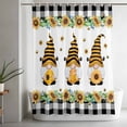 thumbnail image 5 of Spring Bee Gnomes Small Stall Shower Curtain, Waterproof Shower Curtains for Bathroom, Sunflowers Black Checkered Washable Fabric Cloth Bath Curtain for Bathtub Decoration with Hooks 36x72 Inches, 5 of 9