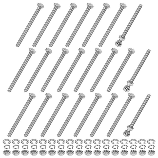 Kit de tornillos de cabeza hexagonal Uxcell de 20 piezas con tuercas, arandelas planas y de bloqueo M6x80mm