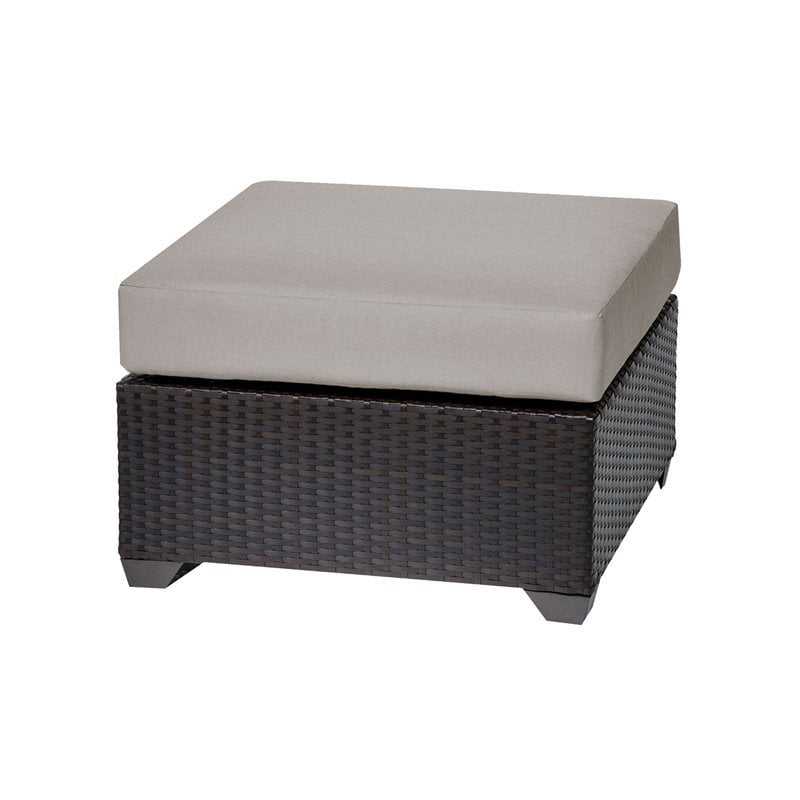 Barbados Ottoman en Osier pour Patio en Beige