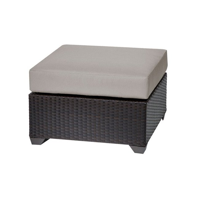 TKC Barbados Patio Wicker Ottoman in Beige
