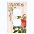 thumbnail image 2 of Metal Light Switch Plate Outlet Cover Ambre Red Rose Peach Striped Damask FLW066, 2 of 13