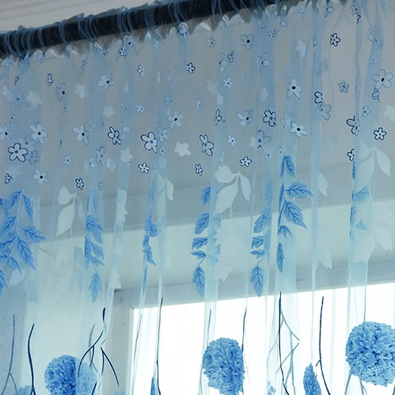 39‘’X78.7‘’ Window Screen Decoration Cluster Flower Tulle Curtain Tulle Tracery Voile Drape Drapery Polyester Fabric, Curtain