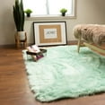 thumbnail image 2 of Super Area Rugs Plush 6 by 9 Ft Faux Sheepskin Fur Shag Rug, Mint Green, 2 of 5
