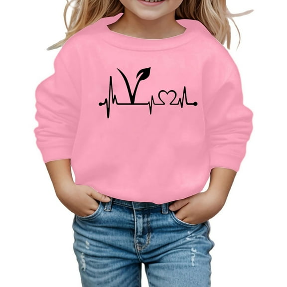 Big Kids Casual Short Sleeve T Shirt Soft Crewneck Graphic Print Top Girls Clothes Pink Size 8-9T