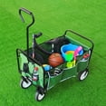 thumbnail image 1 of Collapsible Wagon with Wheels, SEGMART Garden Cart Foldable Wagon, Wagon for Groceries with Cup Holder, Grocery Wagon with Adjustable Handle, Beach Wagon for Sand Park Garden Camping, Green, H870, 1 of 15