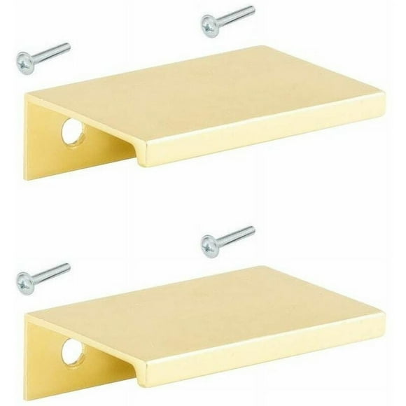 Contemporary Cabinet Handle, High Quality Aluminum Material, Brushed Brass Cabinet Pulls for Kitchen Bathroom Furniture, Easy to Install, Extra Flat Design, Individually Packed