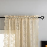 Vintage Lace Curtains 72 Inches Long-victorian Flower Beige Voile Sheer ...