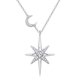 thumbnail image 3 of Collar de diamantes con estrella de ocho puntas, colgante de estrella para mujer, temperamento versátil, cadena de clavícula de plata pura, 3 of 5