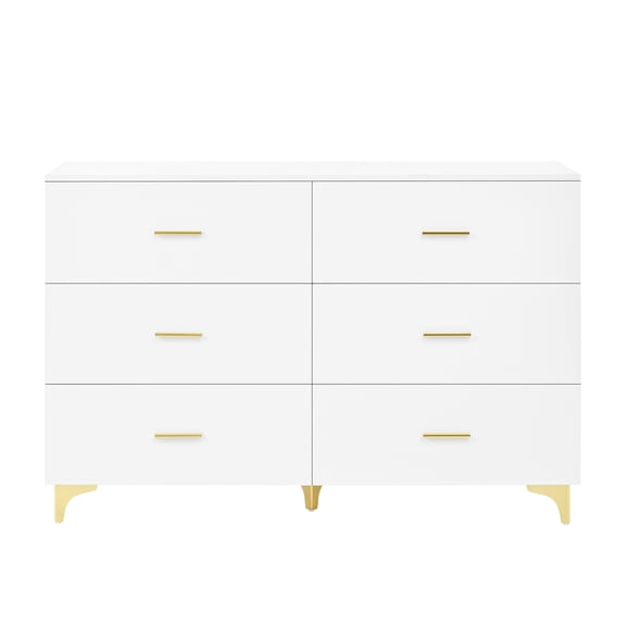 Xukmct Wood Chest of Drawers with Handles, 6 Drawer Dresser for Living Room, Hallway, Entryway