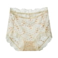 thumbnail image 2 of oelaio Women's Lace Panties Full Figure High Waist See Through Lace Briefs Tummy Shaping Breathable Panties Yellow XXL, 2 of 3