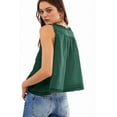thumbnail image 2 of Women Summer Boho Tie Front Tops Lace Beach Button Down Tank Top Sleeveless Mesh Chiffon Crop Tops Y2k Clothes 2025 Ink Green M, 2 of 6