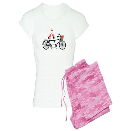 

CafePress - Tandem Bicycle With Cute Love Birds Pajamas - Women s Light Pajamas