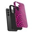 Black Pink Wavy Pattern Tough Phone Cases- For Women Girls - Dual ...