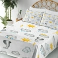 thumbnail image 3 of Ambesonne Cloud Emoji Fitted & Top Sheet Set with Sham, Rain Sun and Tornado, White Mustard Pale Grey, 3 of 5