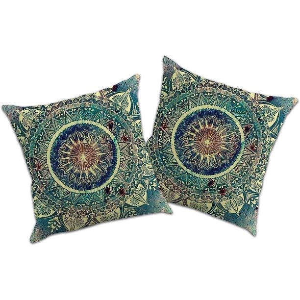 2 Fundas De Almohada Con Aspecto De Lino, Utilizadas Para Decorar Cojines, Cojines, Cojines De Sofá, Fundas De Cojines, Estampados De Mandalas Y Patrones Geométricos Étnicos Rojo Verde Cocina, Decoración y Otros