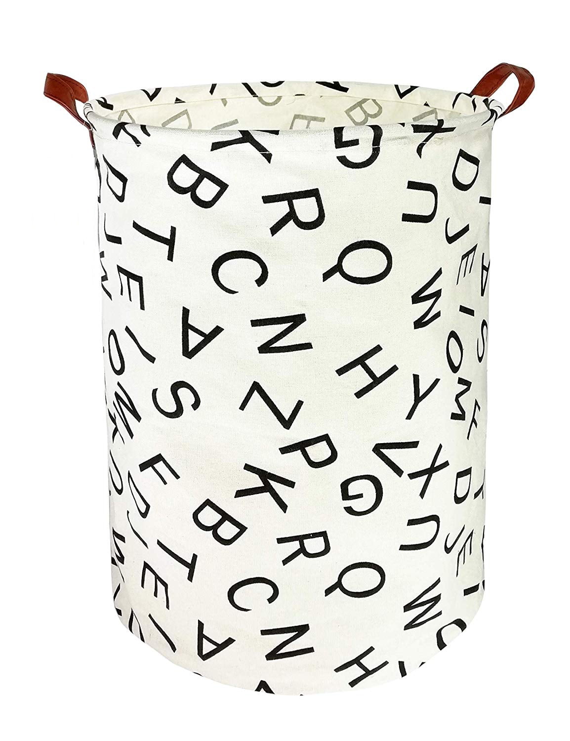 Giraffe Waterproof Coating Storage Basket with Handles Kids Room Children Laundry Hamper Toy Bins 19.6 Inches Large Round Collapsible Canvas Organizer Bins for Nursery Dirty Clothes 