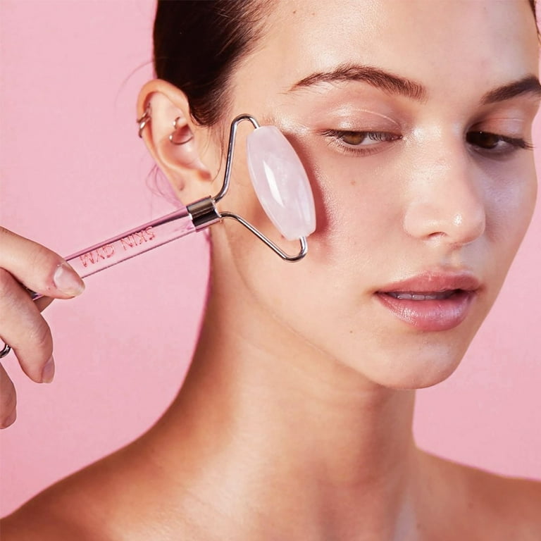 Skin Gym Rose Quartz Facial Roller for De-puffing and Facial
