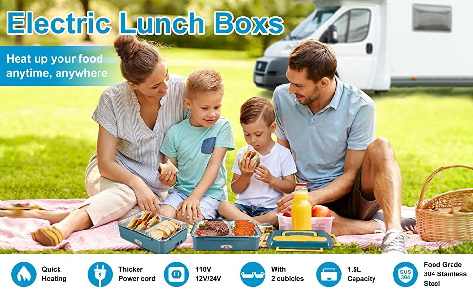 GCP Products Electric Lunch Box Food Heater Warmer Heated Supper Boxes For  Adults And Kids
