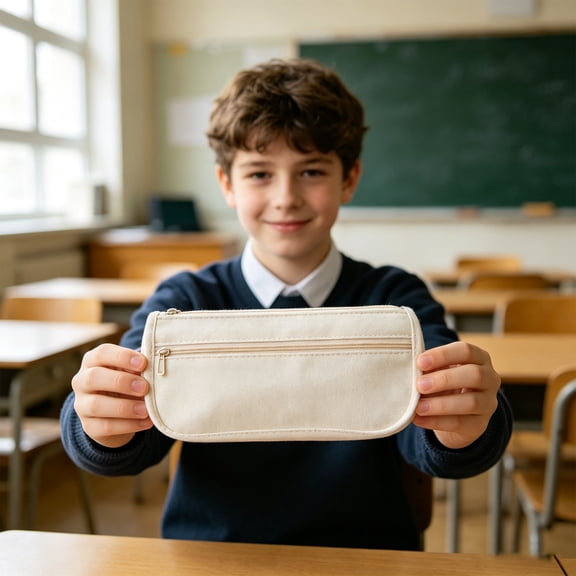 Double Layer Large Capacity Pencil Case Oxford Cloth Stationery Bag 2 Compartment Pouch for Campus Office College