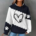 thumbnail image 2 of Hooded Sweatshirt for Womens Cute Dog Paw Heart Print Hoodies with Front Pocket Sweatshirts Color Matching Waffle Knitted Long Sleeve Hooded Sweatshirts, 2 of 4