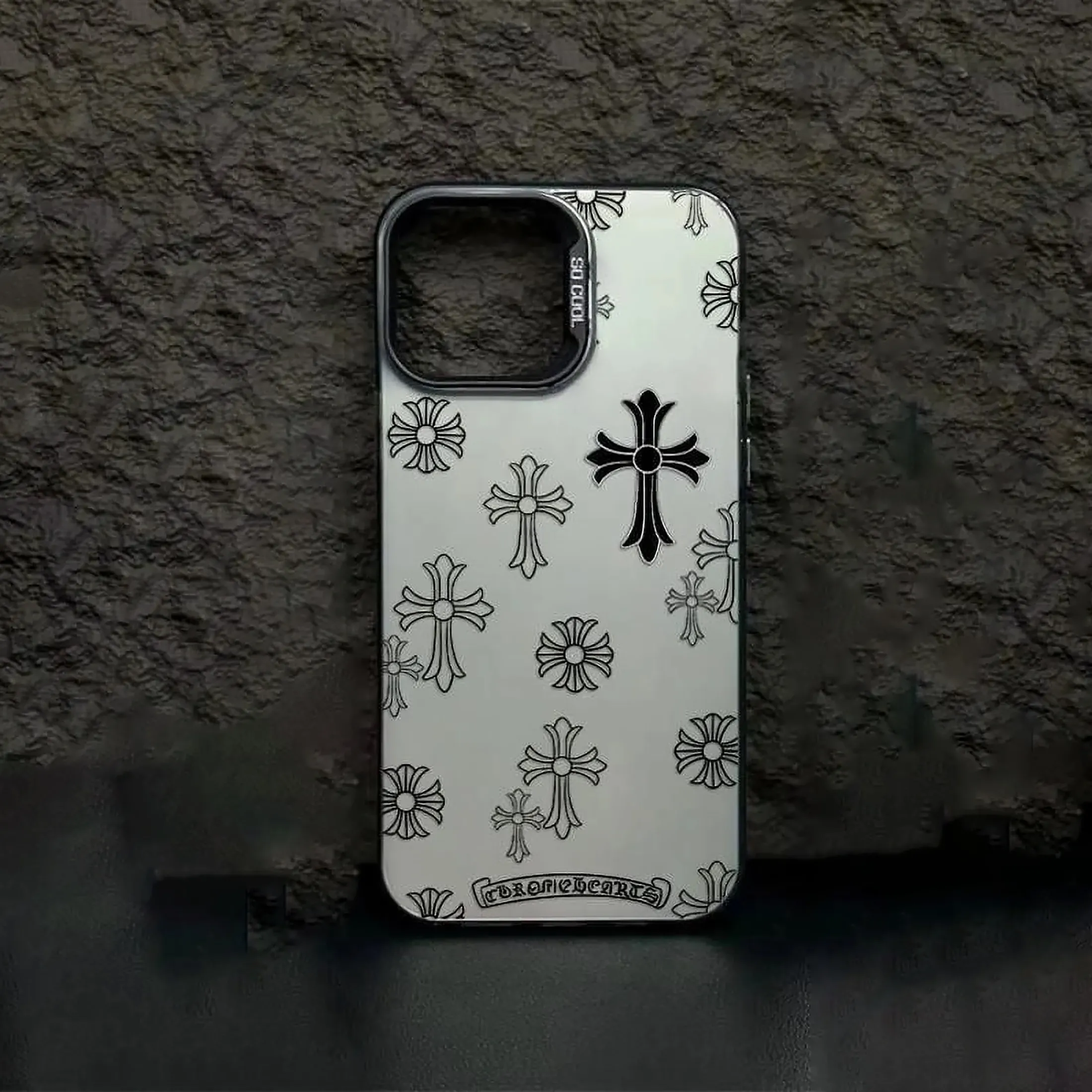 Casecaca Moonlight Silver Cross Phone Case for iPhone 11/12/13/14/15 Pro Max/Plus