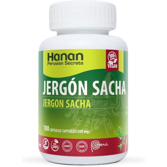 Jergon Sacha 100 Capsules - Natural Dracontium Loretense Krause Leaf Powder from Peru