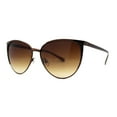 thumbnail image 2 of Womens Classic Metal Rim Large Cat Eye Fashion Sunglasses All Brown, 2 of 4