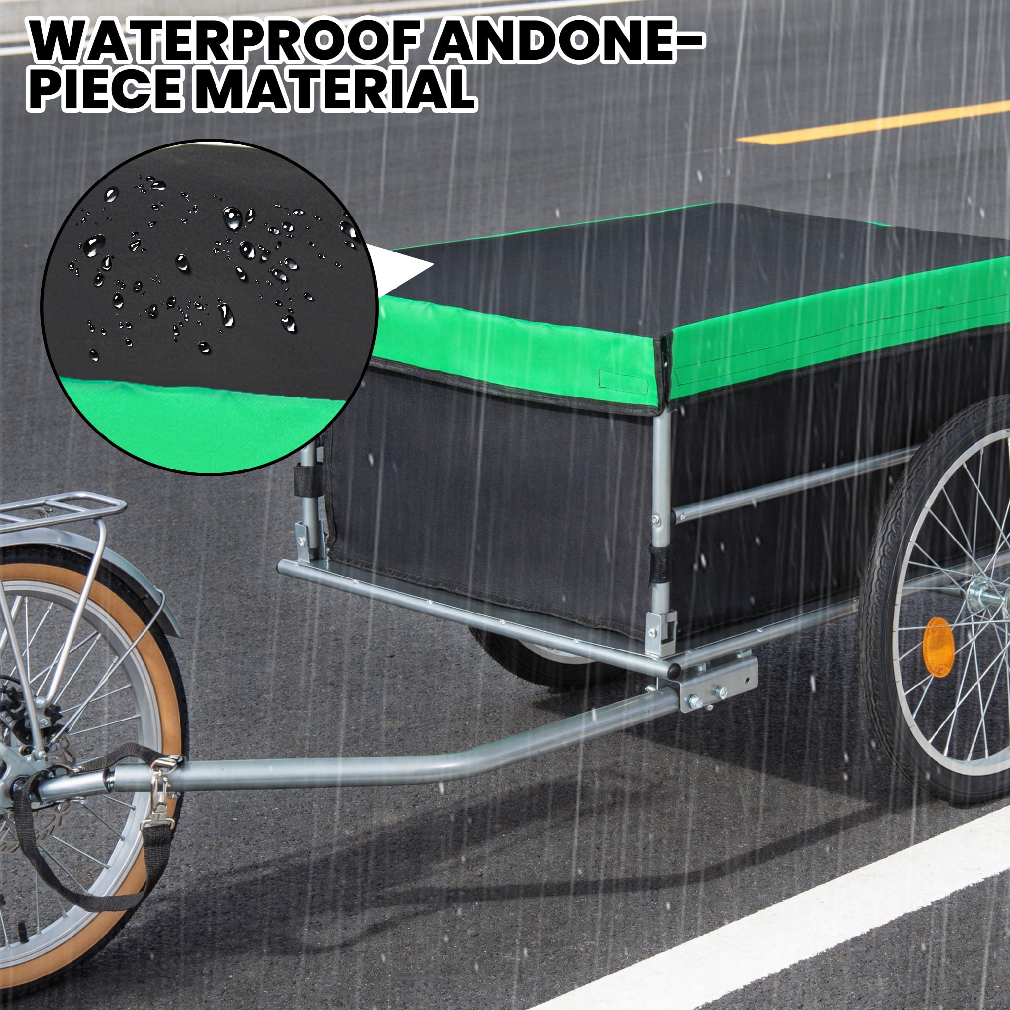Foldable Bicycle Cargo Trailer, Black & Green with 20 Inch Wheels, Removable 600D Oxford Cover, Folding Frame and Quick Release, 120LBS Capacity for Groceries, Tools and Luggage