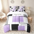 thumbnail image 3 of Manfei Glitter Purple Square Twin Bedding,Contemporary Simple Art Bedding Comforter Set, Reversible 7pcs, 3 of 6
