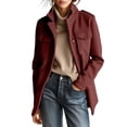 thumbnail image 2 of Mutghys Jacket for Women Button Down Stand Collar Long Sleeve Solid Outerwear with Pockets Home Daily Working Winter Warm Comfy Casual Coat S-3XL, 2 of 9