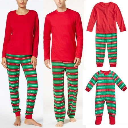 Christmas Pajama Pants - Christmas Family Pajamas Long Sleeve Top Striped Pant Kid Mom Dad Sleepwear Suit