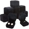 thumbnail image 1 of Paquete de 10 cajas de anillo de terciopelo caja de pendientes caja de colgante de joyería de terciopelo negro para propuesta de ceremonia de boda, recuerdo del Día de San Valentín, 1 of 5