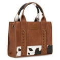 thumbnail image 4 of Wrangler Mini Tote Bag for Women Cow Print Western Crossbody Purse, Cow Print-Brown, 4 of 7