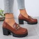 thumbnail image 5 of Mujeres Tacones Altos Redondo Dedo Del Pie Grueso Mochilas, Zapatos Casuales de las Mujeres Estilo Vintage Suela Gruesa, 5 of 9