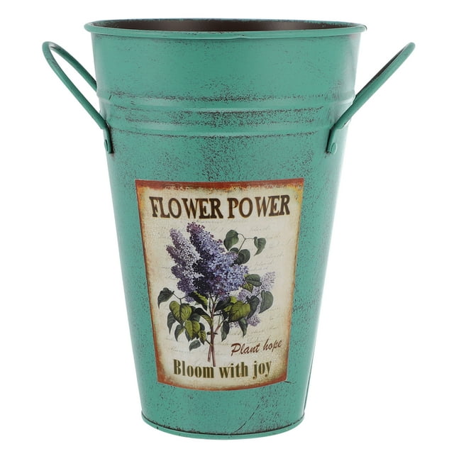 Bucket Flower Iron Planter Retro Adornment Metal Pot Plant Galvanized