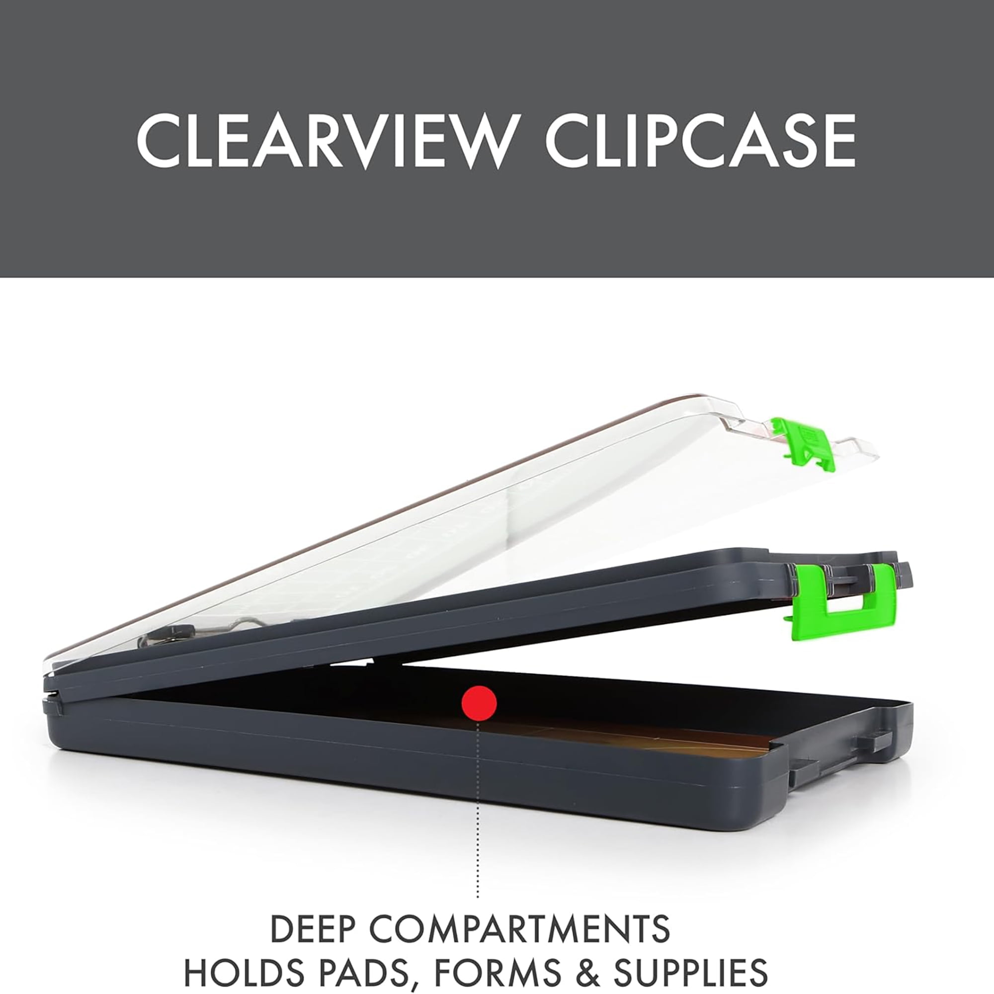 Dexas Clearview Clipcase Clipboard, 13.75 X 9.5 in, Green
