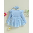 thumbnail image 6 of Hirigin Newborn Baby Girl Lace Romper Dress Long Sleeve Ruffle Mesh Tutu Dress 0 3 6 12 18 Months Cute Jumpsuits with Headband, 6 of 8