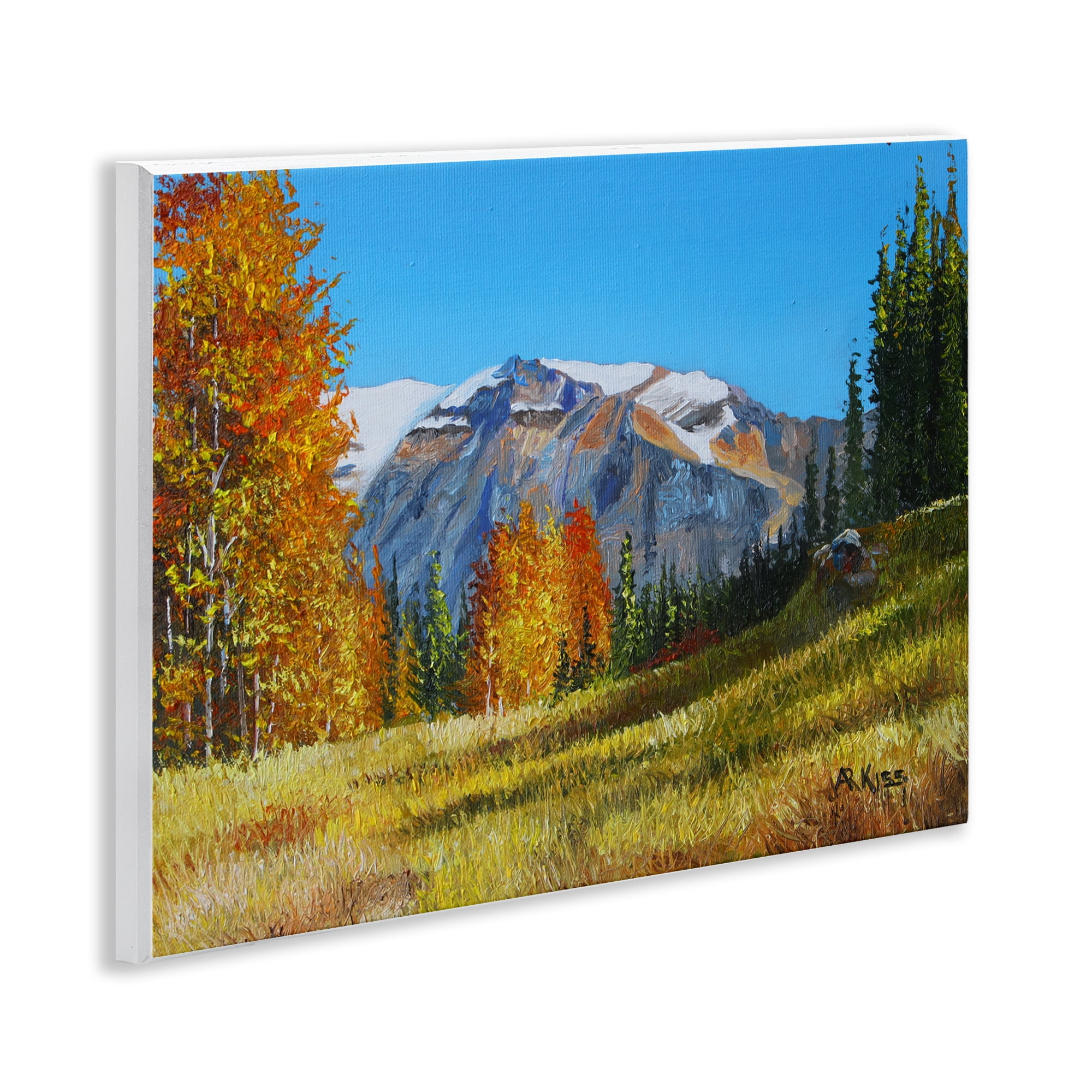 Stupell Industries Autumnal Mountain Valley Landscape & Nature Painting Unframed Art Print Wall Art, 14 x 11