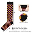 thumbnail image 3 of Haosy Compression Socks for Men Women Knee High Running Socks for Nurse Hiking Recovery Travel Athletic 2 Pairs Pink and Orange Checkered, 3 of 9