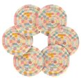thumbnail image 7 of Yayeee 6 PCS Drink Coasters with Holder Set Woven Absorbent Round Tabletop Hot Pad, Pink Floral, 7 of 7