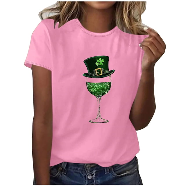 Camisas de Manga Corta para Mujeres Moda Casual Mujeres Camisa de Impresión Casual Cuello Redondo Pullover Tee Blusas de Manga Corta Casuales para Mujeres