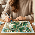 thumbnail image 2 of 3D Relief Dragon Pearl Diamond Painting DIY Kit | Premium Pearl Beads Full Craft Tools,2026 Green Jewel Dragon Hand‑Made Decor Craft Set for Beginners, 2 of 4