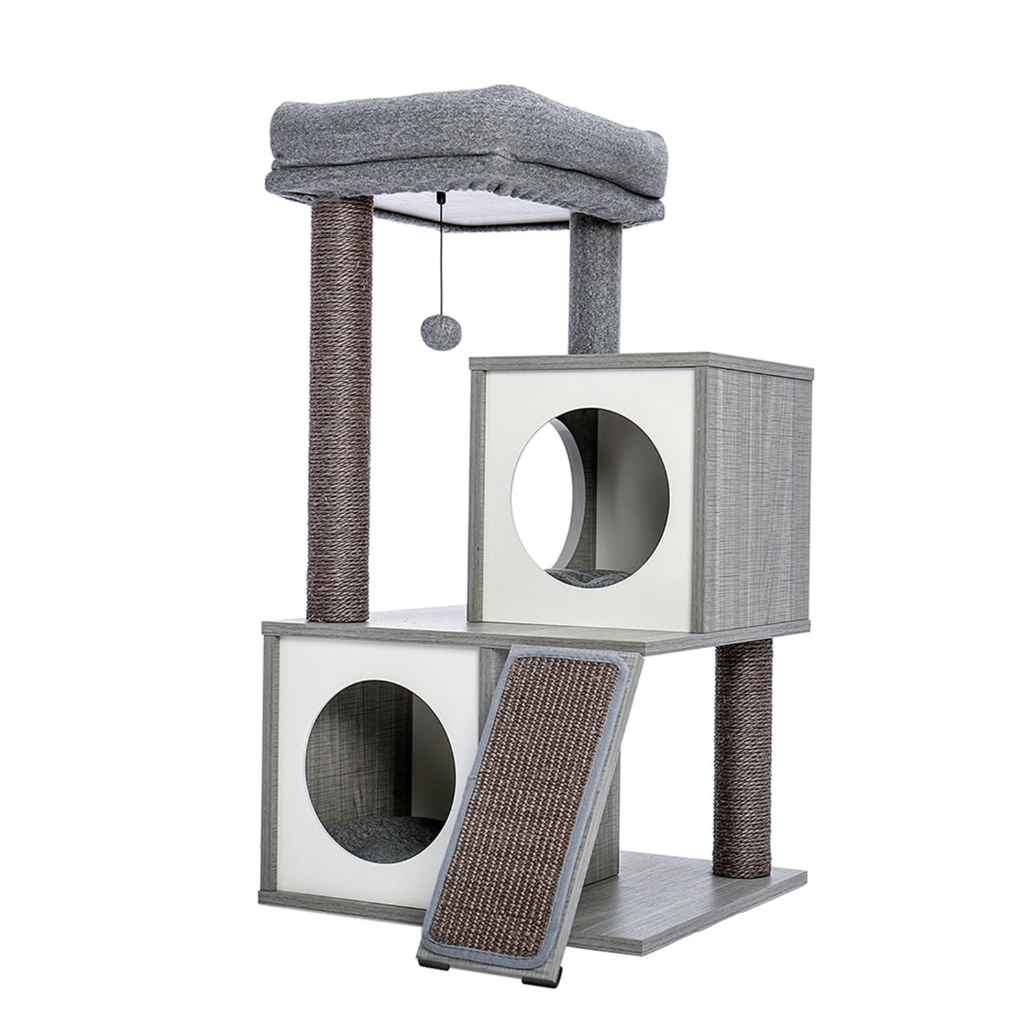 Pefilos Road Cat Tree Tower for Adult Cats Wooden Cat Tower with Double Condos Cat Nest for Indoor Cats, Cat Houses for Indoor Cats Spacious Perch, Gray Pefilos Road Cat Tree Tower for Adult Cats Wooden Cat Tower with Double Condos Cat Nest for Indoor Cats, Cat Houses for Indoor Cats Spacious Perch, Gray