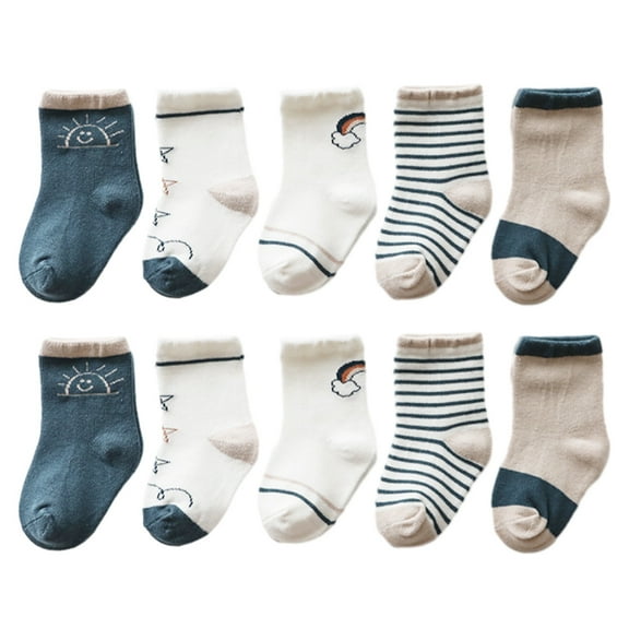 5 Pairs Kids Cotton Socks - Cute Cartoon Crew Socks Soft Funny Childs Socks Breathable Toddler Sock for Boys Girls - S
