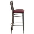 thumbnail image 6 of Flash Furniture 2 Pk. HERCULES Series Silver Antique Finish with Clear Coat Ladder Back Metal Restaurant Barstool - Burgundy Vinyl Seat, 6 of 8