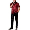 thumbnail image 2 of INSPIRE CHIC Sequins Shirts for Men's Camp Collar Short Sleeve Button Down Party Shiny Shirt M Red, 2 of 4