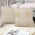 thumbnail image 4 of LAICAIW Geometric Throw Pillow Covers 16x16 Inch, Decorative Beige and Golden Farmhouse Pillow Covers Square Cotton Linen Couch Pillow Cases for Home Decor, Set of 4 (No Insert Included), 4 of 7