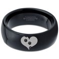 thumbnail image 2 of Tungsten Trail Paw Prints Heart Shaped Band Ring 8mm Men Women Comfort Fit Black Dome Polished, 2 of 4